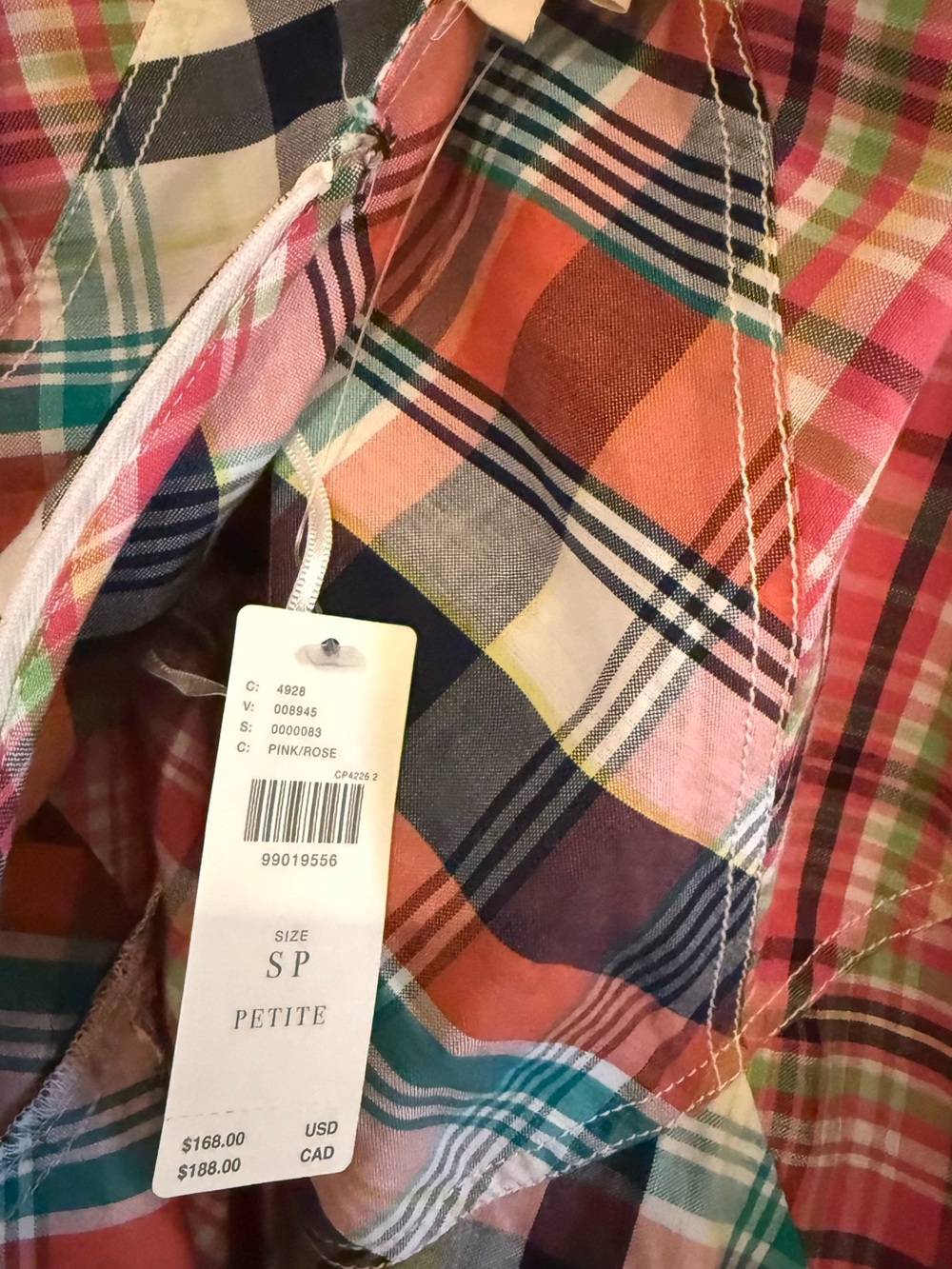 Anthropologie Pilcro Coral Pink Plaid Twist-Halter Asymmetrical Dress - Picture 6 of 6